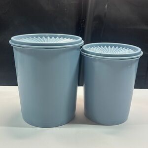 Vintage Tupperware Country Blue 4 Piece Set Of 2 Canisters Retro MCM
